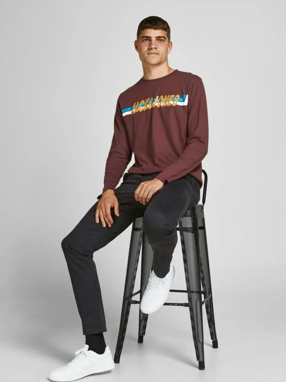 JACK & JONES Marco Bowie Black loose fit, heren chino, zwart