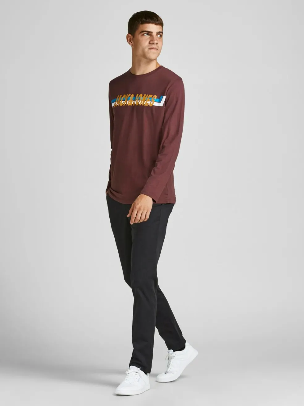 JACK & JONES Marco Bowie Black loose fit, heren chino, zwart