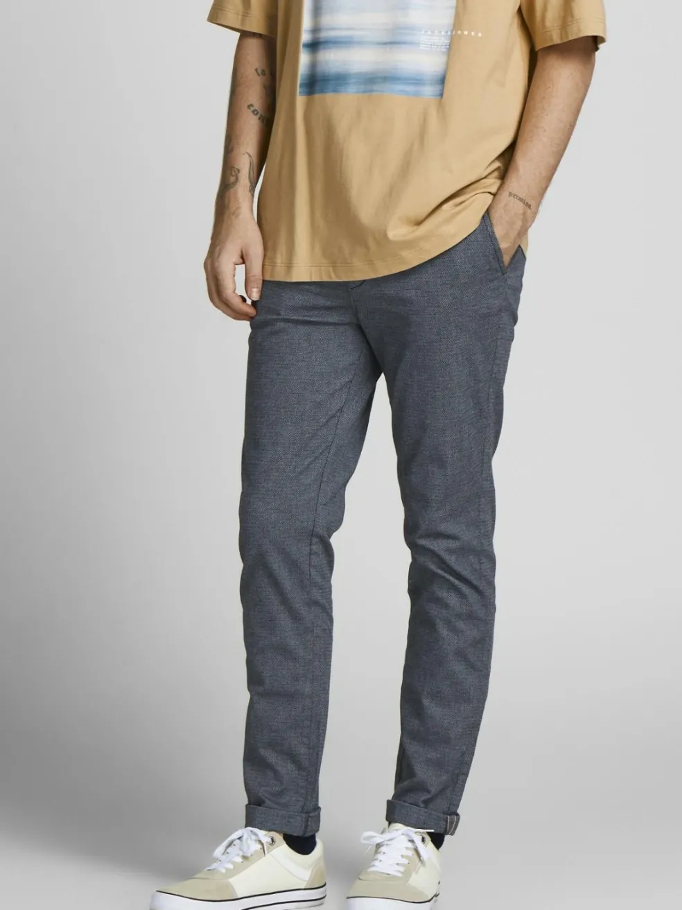 JACK & JONES Marco Fury Faded Denim loose fit, heren chino, licht denim