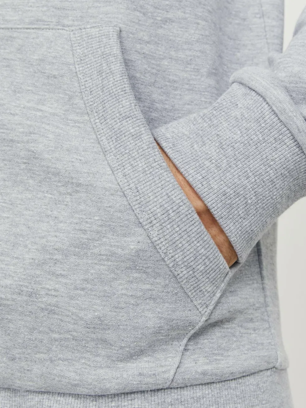 JACK & JONES Paulos sweat zip regular fit, heren sweatshirt katoenmengsel met opstaande boord, lichtgrijs melange
