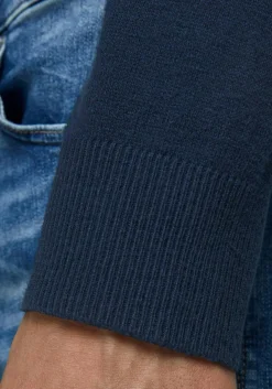 JACK & JONES slim fit coltrui katoen, donkerblauw