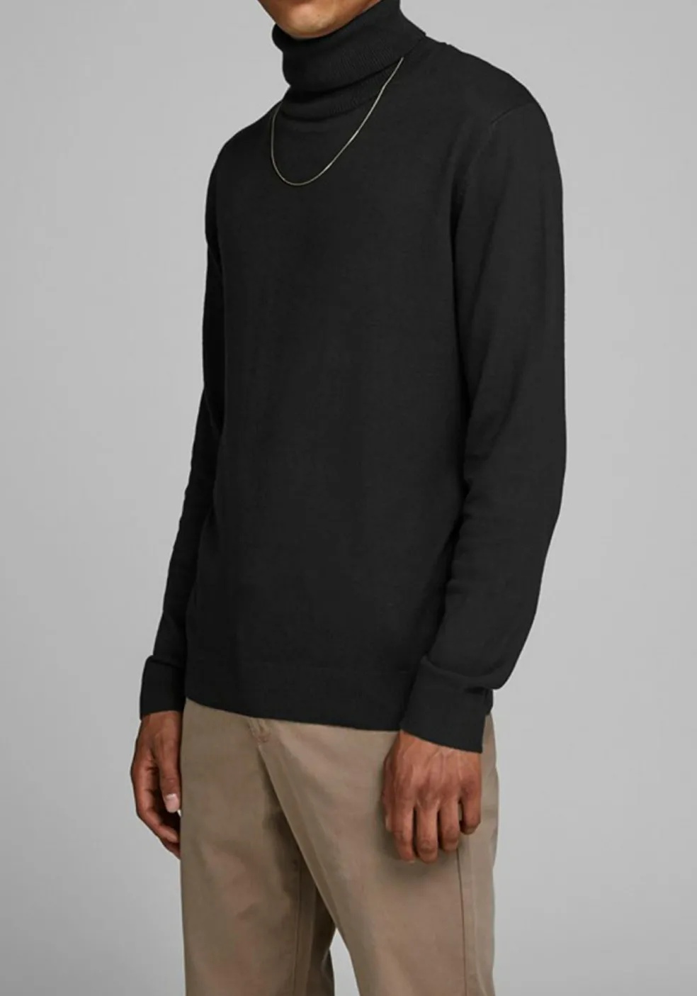 JACK & JONES slim fit coltrui katoen, zwart