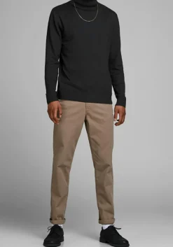 JACK & JONES slim fit coltrui katoen, zwart