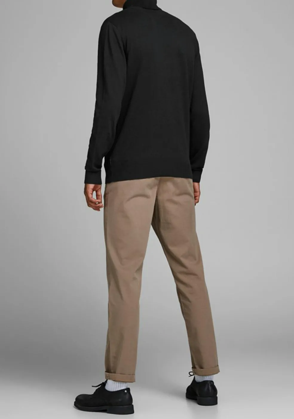 JACK & JONES slim fit coltrui katoen, zwart
