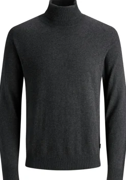 JACK & JONES slim fit coltrui katoen, antraciet grijs melange