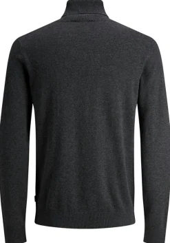 JACK & JONES slim fit coltrui katoen, antraciet grijs melange