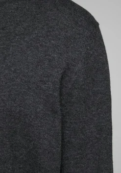 JACK & JONES slim fit coltrui katoen, antraciet grijs melange
