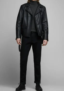 JACK & JONES slim fit coltrui katoen, antraciet grijs melange