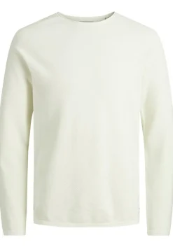 JACK & JONES slim fit trui katoen, O-hals, off-white ecru