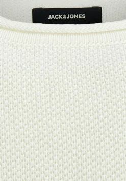 JACK & JONES slim fit trui katoen, O-hals, off-white ecru