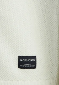 JACK & JONES slim fit trui katoen, O-hals, off-white ecru