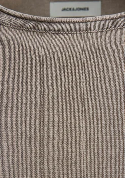 JACK & JONES slim fit trui katoen, O-hals, verwassen beige