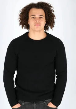 JACK & JONES slim fit trui katoen, O-hals, zwart