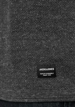 JACK & JONES slim fit trui katoen, O-hals, antraciet grijs melange