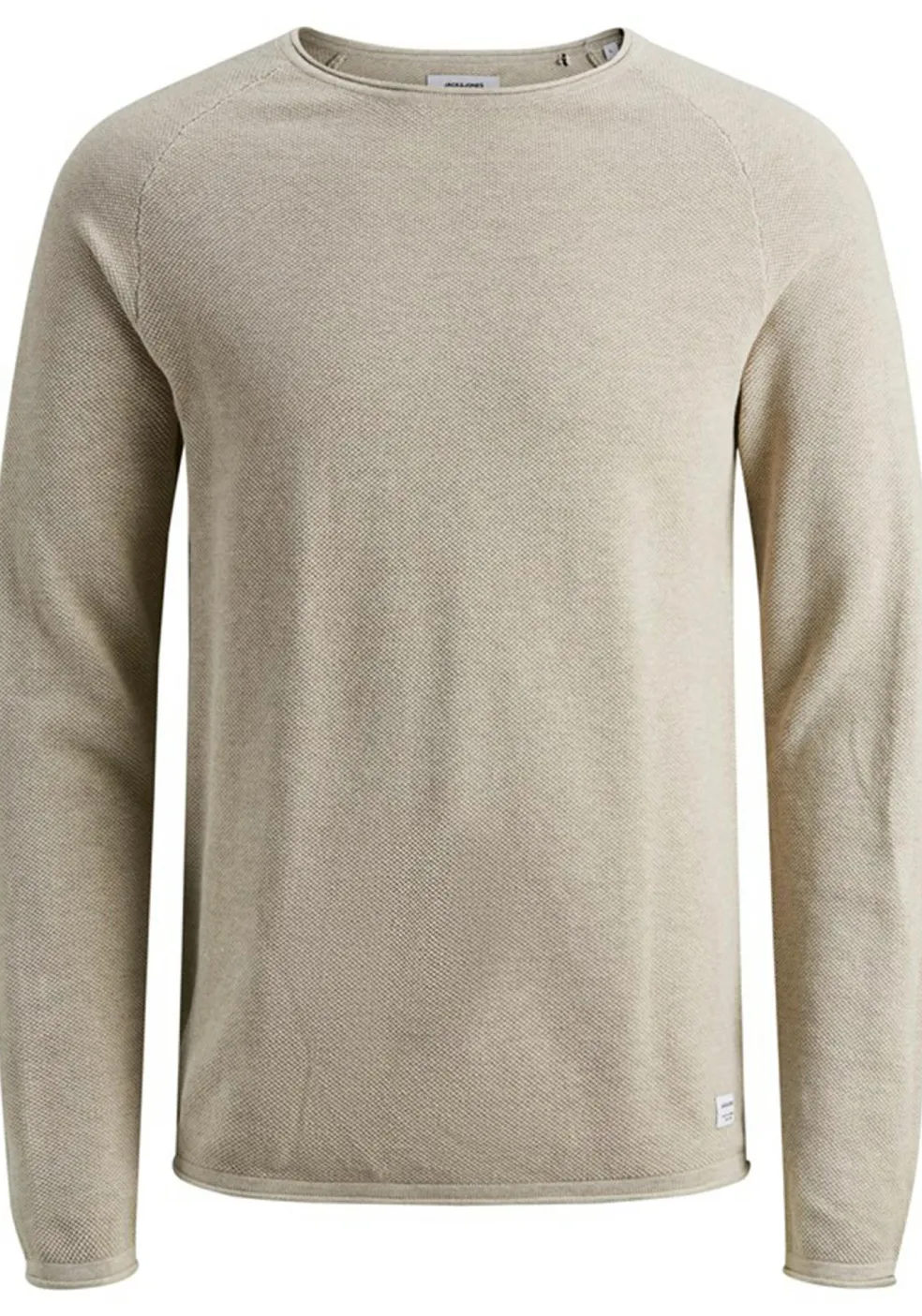 JACK & JONES slim fit trui katoen, O-hals, beige