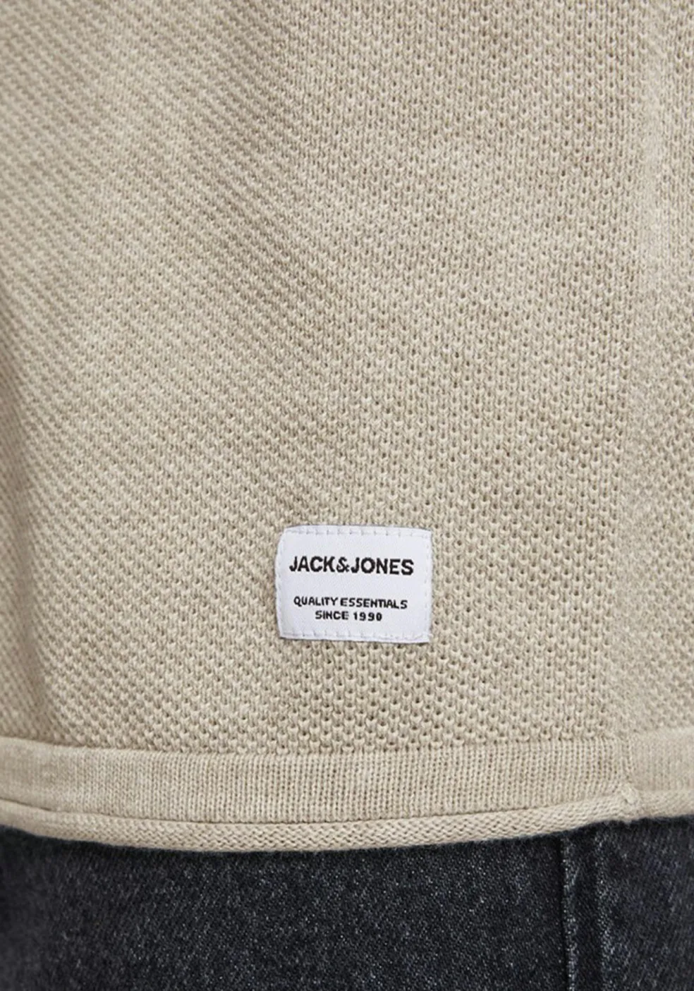 JACK & JONES slim fit trui katoen, O-hals, beige