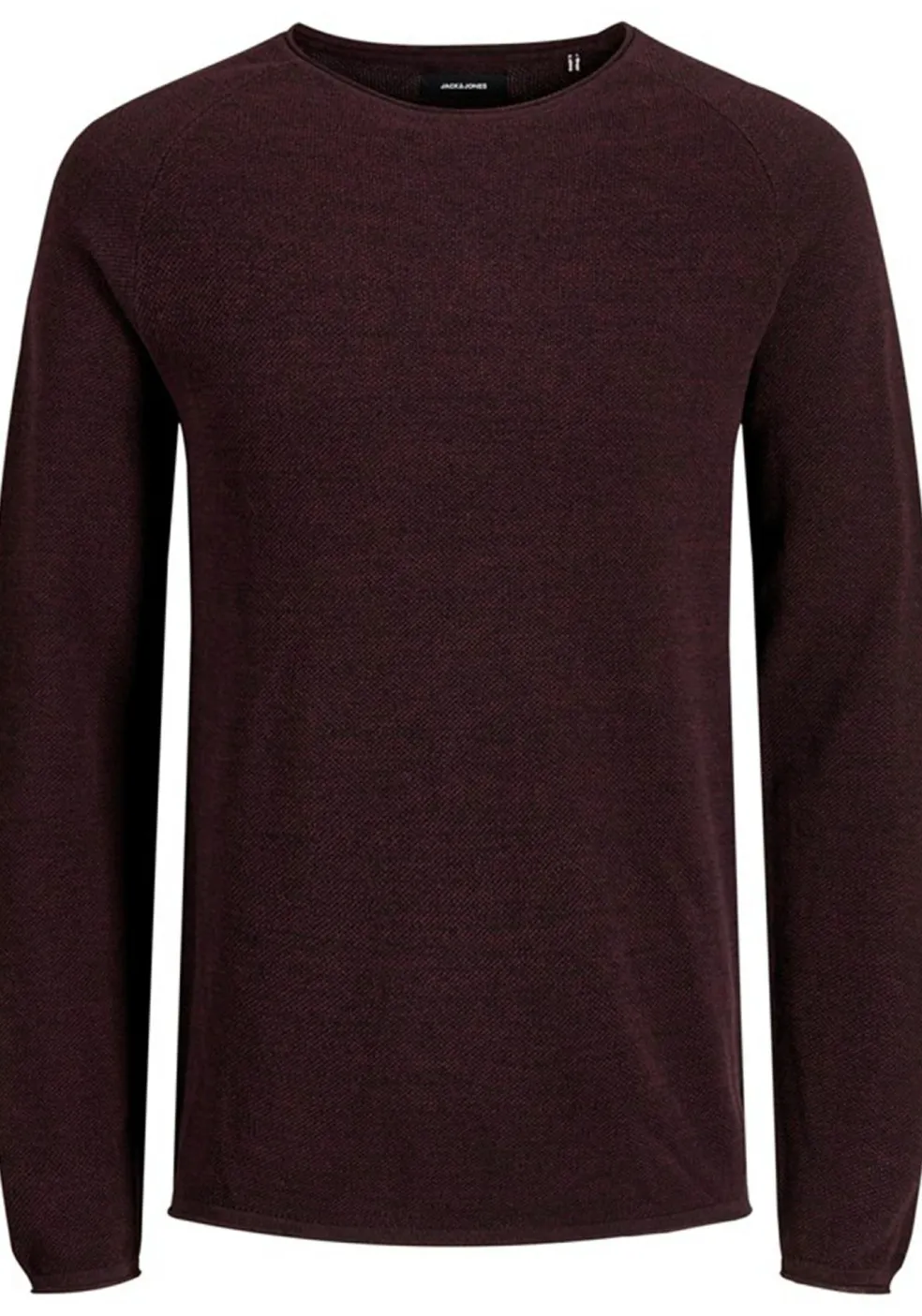 JACK & JONES slim fit trui katoen, O-hals, bordeaux rood