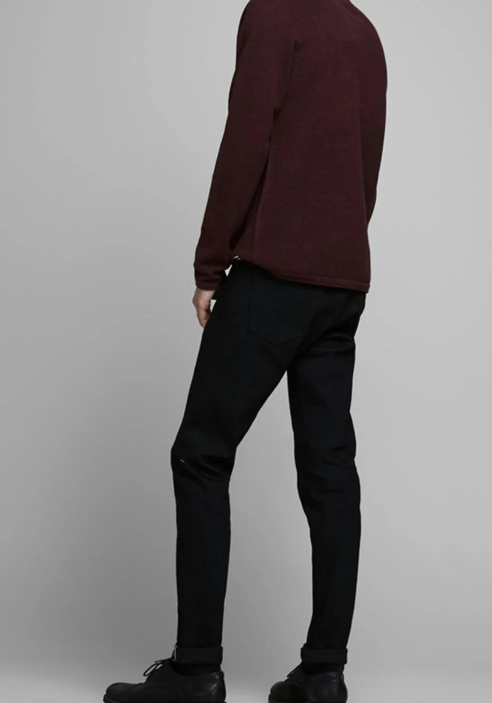 JACK & JONES slim fit trui katoen, O-hals, bordeaux rood