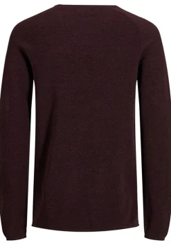 JACK & JONES slim fit trui katoen, O-hals, bordeaux rood