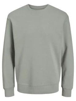 JACK & JONES Star basic sweat crew neck regular fit, heren sweatshirt katoenmengsel met O-hals, grijs