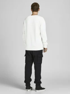 JACK & JONES Star basic sweat crew neck regular fit, heren sweatshirt katoenmengsel met O-hals, offwit