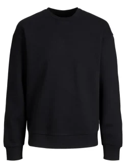 JACK & JONES Star basic sweat crew neck regular fit, heren sweatshirt katoenmengsel met O-hals, zwart