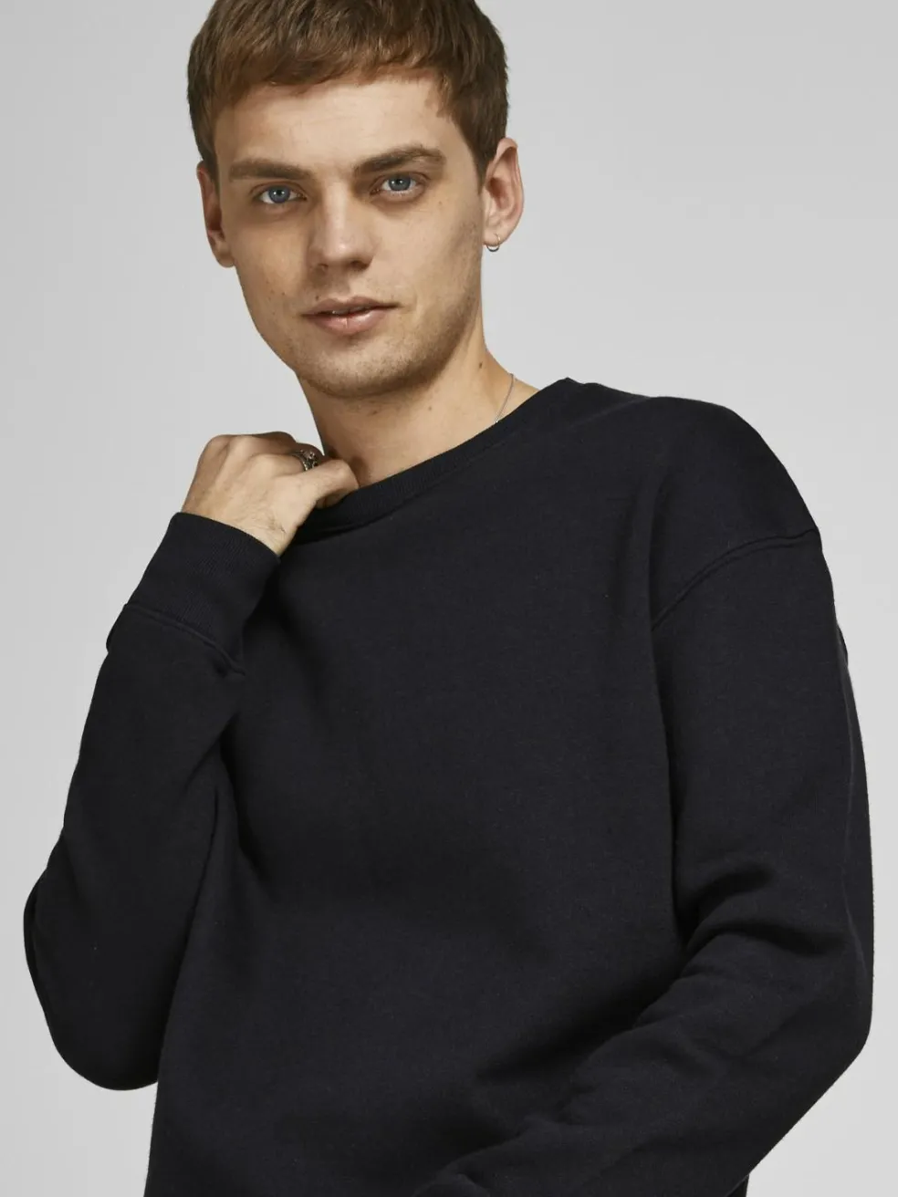 JACK & JONES Star basic sweat crew neck regular fit, heren sweatshirt katoenmengsel met O-hals, zwart