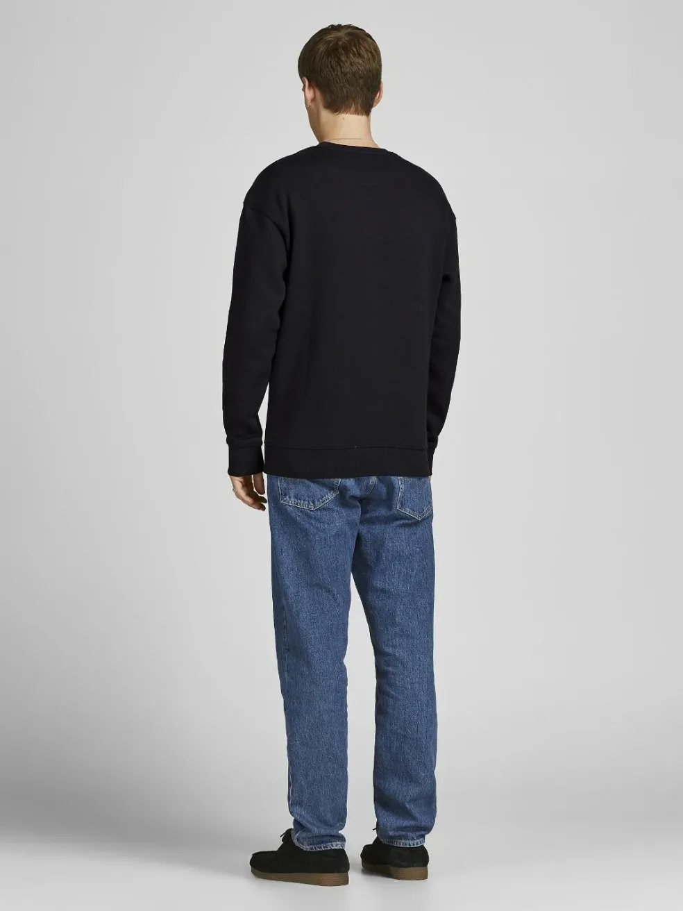 JACK & JONES Star basic sweat crew neck regular fit, heren sweatshirt katoenmengsel met O-hals, zwart