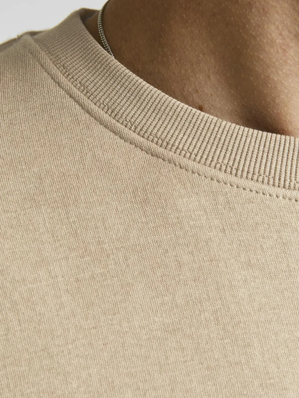 JACK & JONES Star basic sweat crew neck regular fit, heren sweatshirt katoenmengsel met O-hals, beige