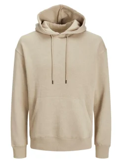 JACK & JONES Star basic sweat hood regular fit, heren hoodie katoenmengsel met capuchon, beige