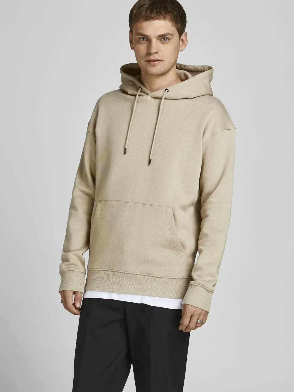 JACK & JONES Star basic sweat hood regular fit, heren hoodie katoenmengsel met capuchon, beige