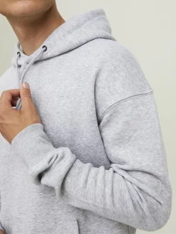 JACK & JONES Star basic sweat hood regular fit, heren hoodie katoenmengsel met capuchon, lichtgrijs melange