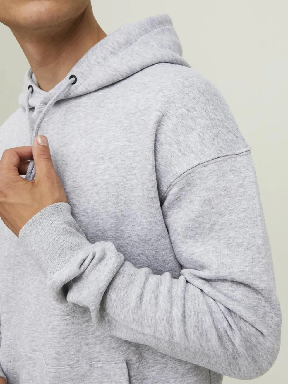 JACK & JONES Star basic sweat hood regular fit, heren hoodie katoenmengsel met capuchon, lichtgrijs melange
