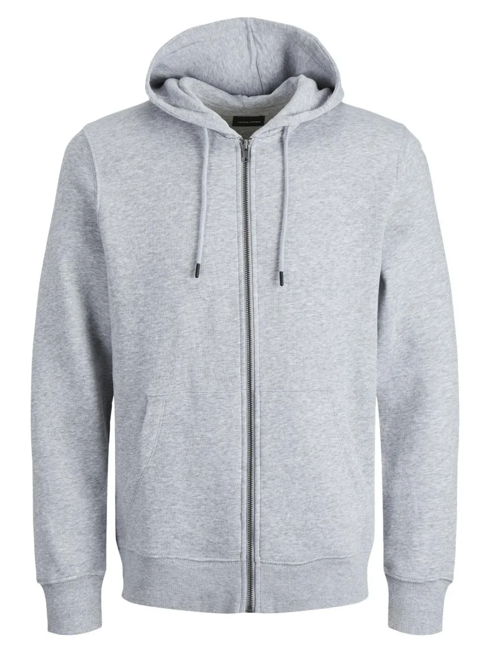 JACK & JONES Star basic sweat zip hood regular fit, heren sweatvest katoenmengsel met capuchon, lichtgrijs melange