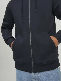 JACK & JONES Star basic sweat zip hood regular fit, heren sweatvest katoenmengsel met capuchon, zwart