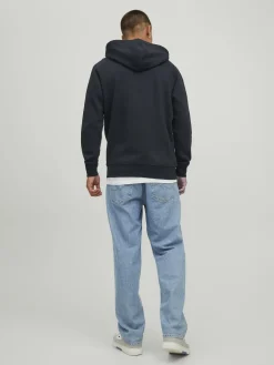 JACK & JONES Star basic sweat zip hood regular fit, heren sweatvest katoenmengsel met capuchon, zwart