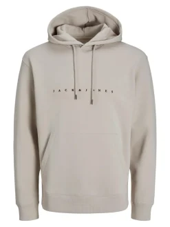 JACK & JONES Star jj sweat hood regular fit, heren hoodie katoenmengsel met capuchon, beige