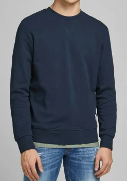 JACK & JONES sweatshirt katoen, O-hals, donkerblauw
