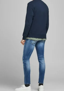 JACK & JONES sweatshirt katoen, O-hals, donkerblauw