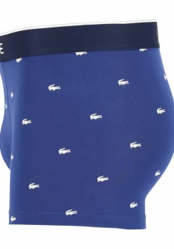 Lacoste Boxer Trunks (3-pack), heren boxers kort, grijs en blauw met logo en uni rood