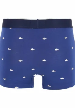 Lacoste Boxer Trunks (3-pack), heren boxers kort, grijs en blauw met logo en uni rood
