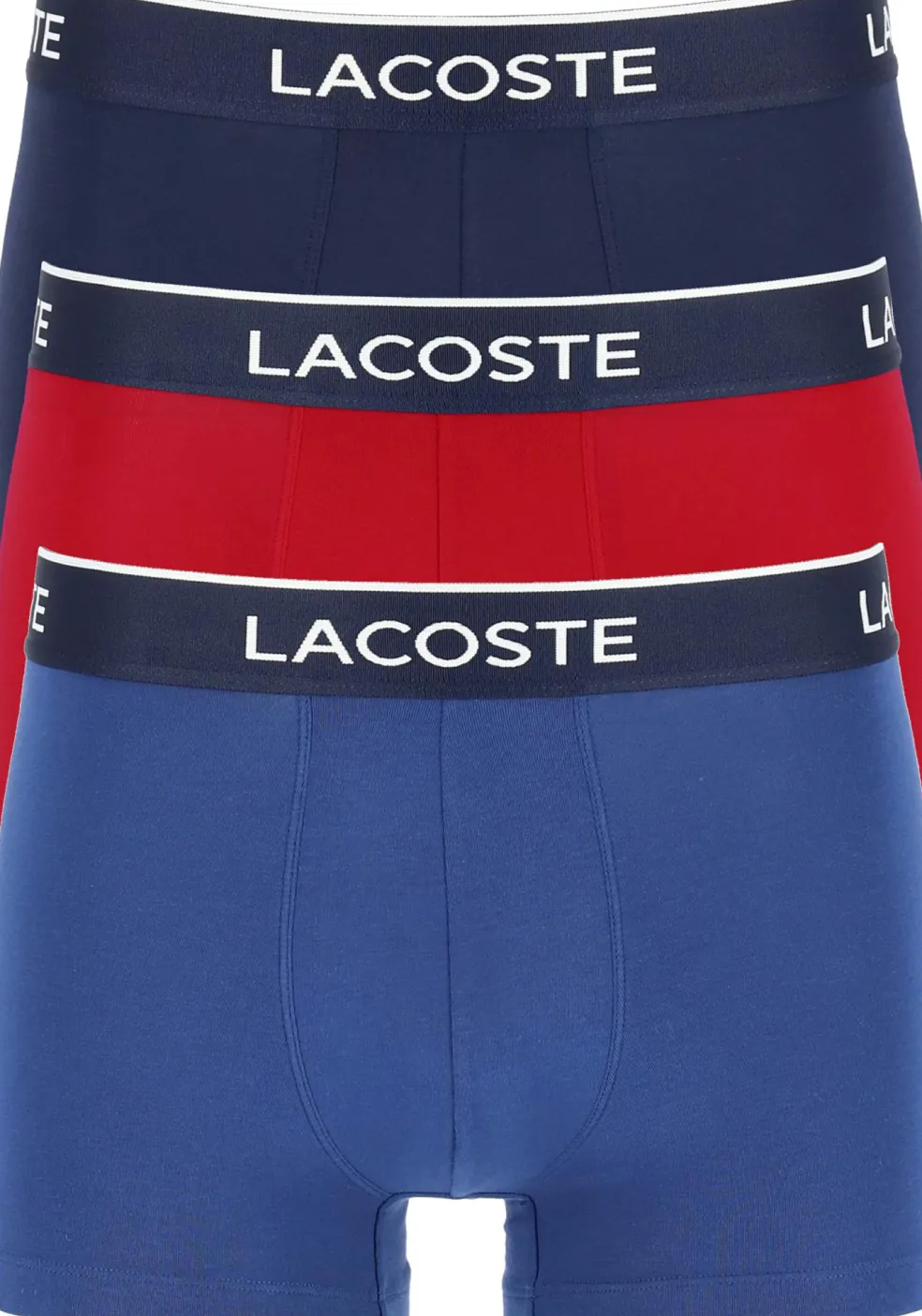 Lacoste Boxer Trunks (3-pack), heren boxers kort, blauw en rood