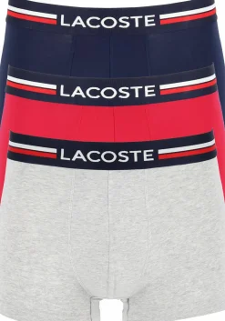 Lacoste Boxer Trunks (3-pack), heren boxers kort, rood, grijs en blauw