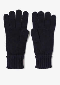 Lacoste handschoenen wol, unisex gebreide handschoenen, donkerblauw