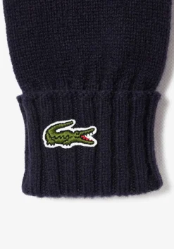 Lacoste handschoenen wol, unisex gebreide handschoenen, donkerblauw