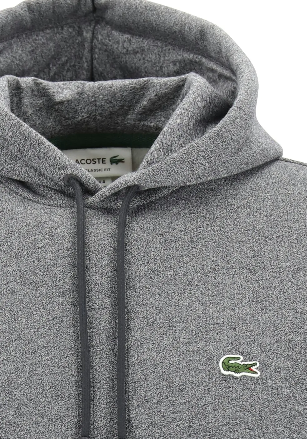 Lacoste heren hoodie sweatshirt, zwart met wit melange, Eclipse Jaspe