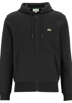 Lacoste heren hoodie sweatsvest, met rits, zwart
