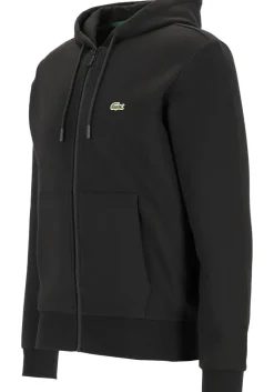 Lacoste heren hoodie sweatsvest, met rits, zwart