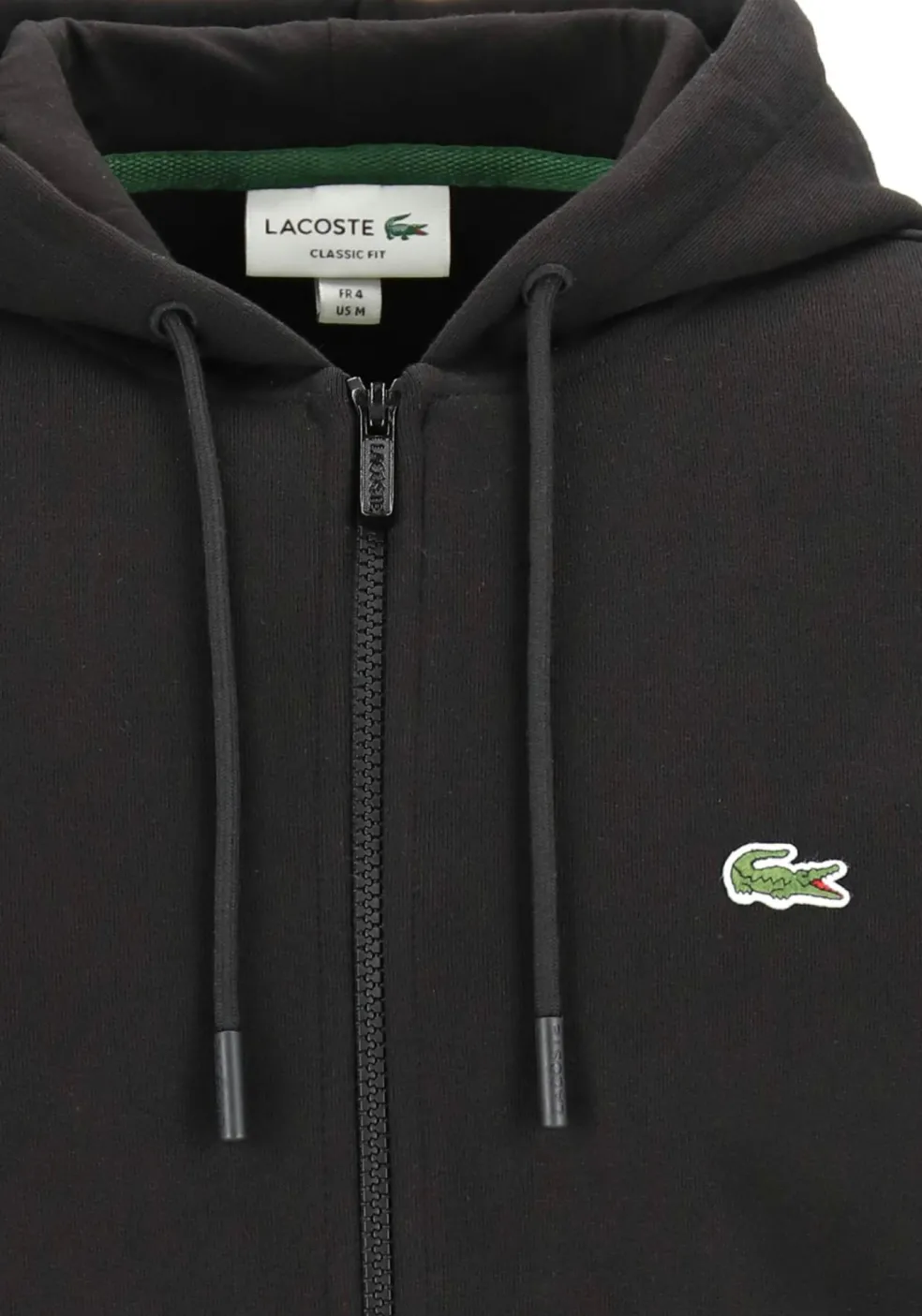 Lacoste heren hoodie sweatsvest, met rits, zwart