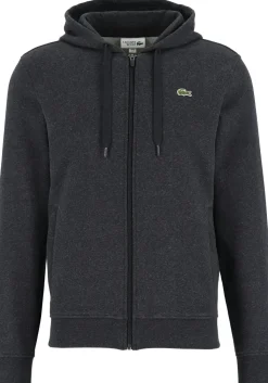 Lacoste heren hoodie sweatvest, met rits, antraciet grijs